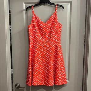 CeCe Vibrant Orange Patterned Mini Dress